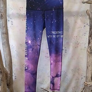 Galactic Galaxy Inspired Print W Quotes By Yoga By Delarosa Leggings In Small